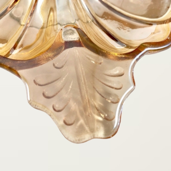 VINTAGE DORIC JEANNETTE IRIDESCENT MARIGOLD DEPRESSION CARNIVAL GLASS DISH - Picture 4 of 7